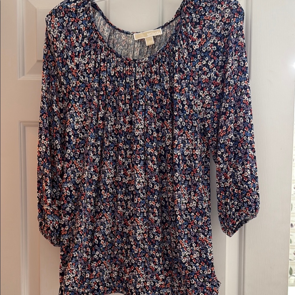 MICHAEL Michael Kors Blue and Red Blouse Vibrant Style